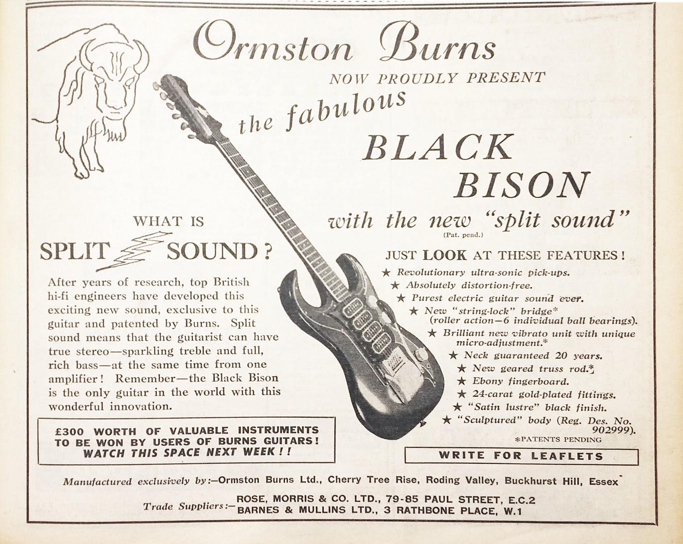 Burns Black Bison advert 1961