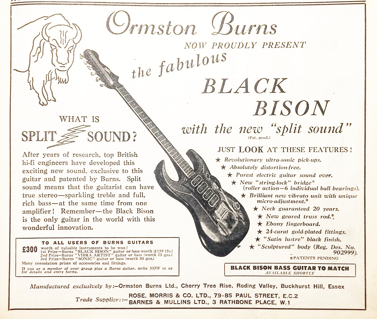 Burns Black Bison advert 1961