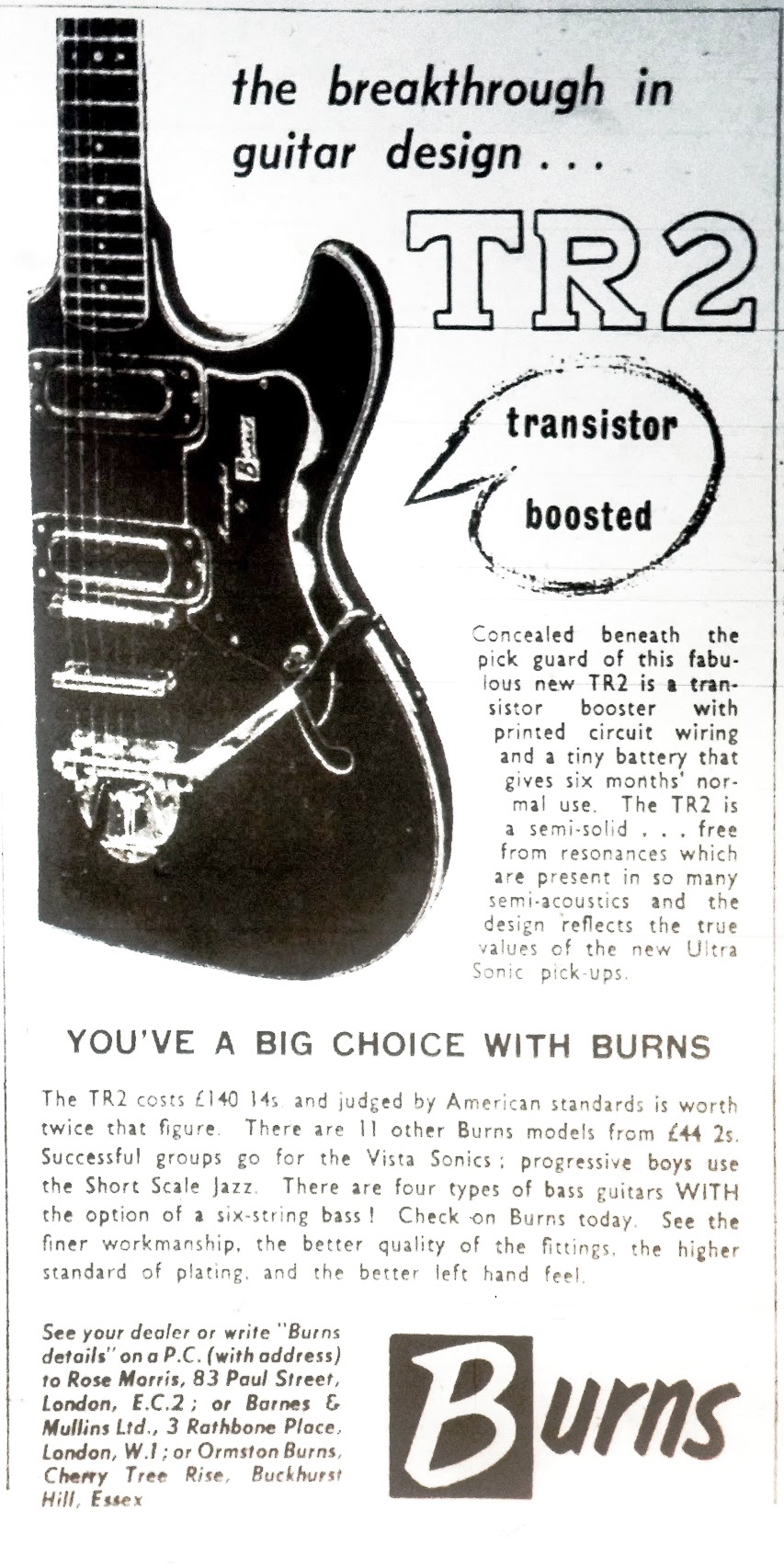 Burns TR2 guitar advert