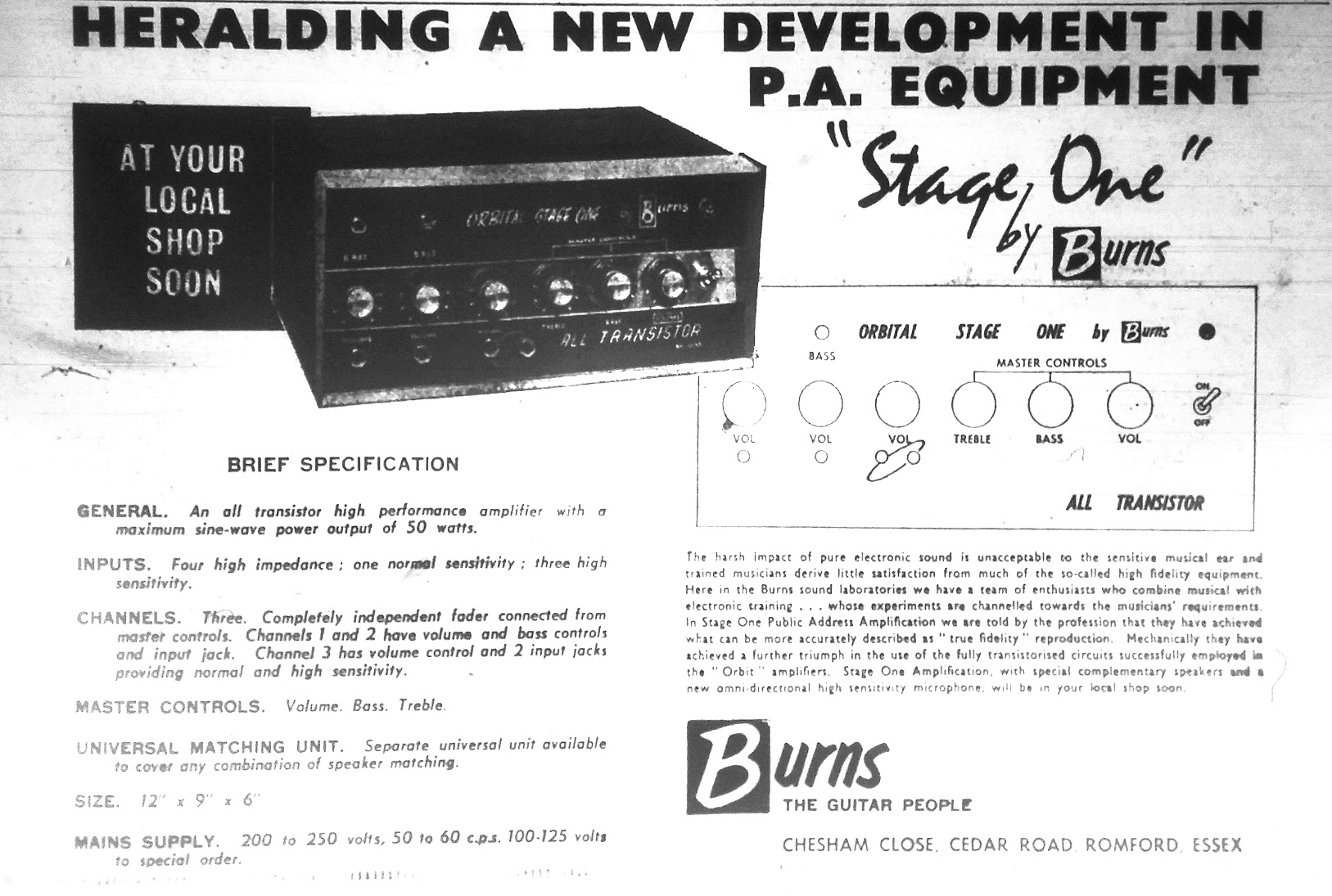 Burns Stage One advert