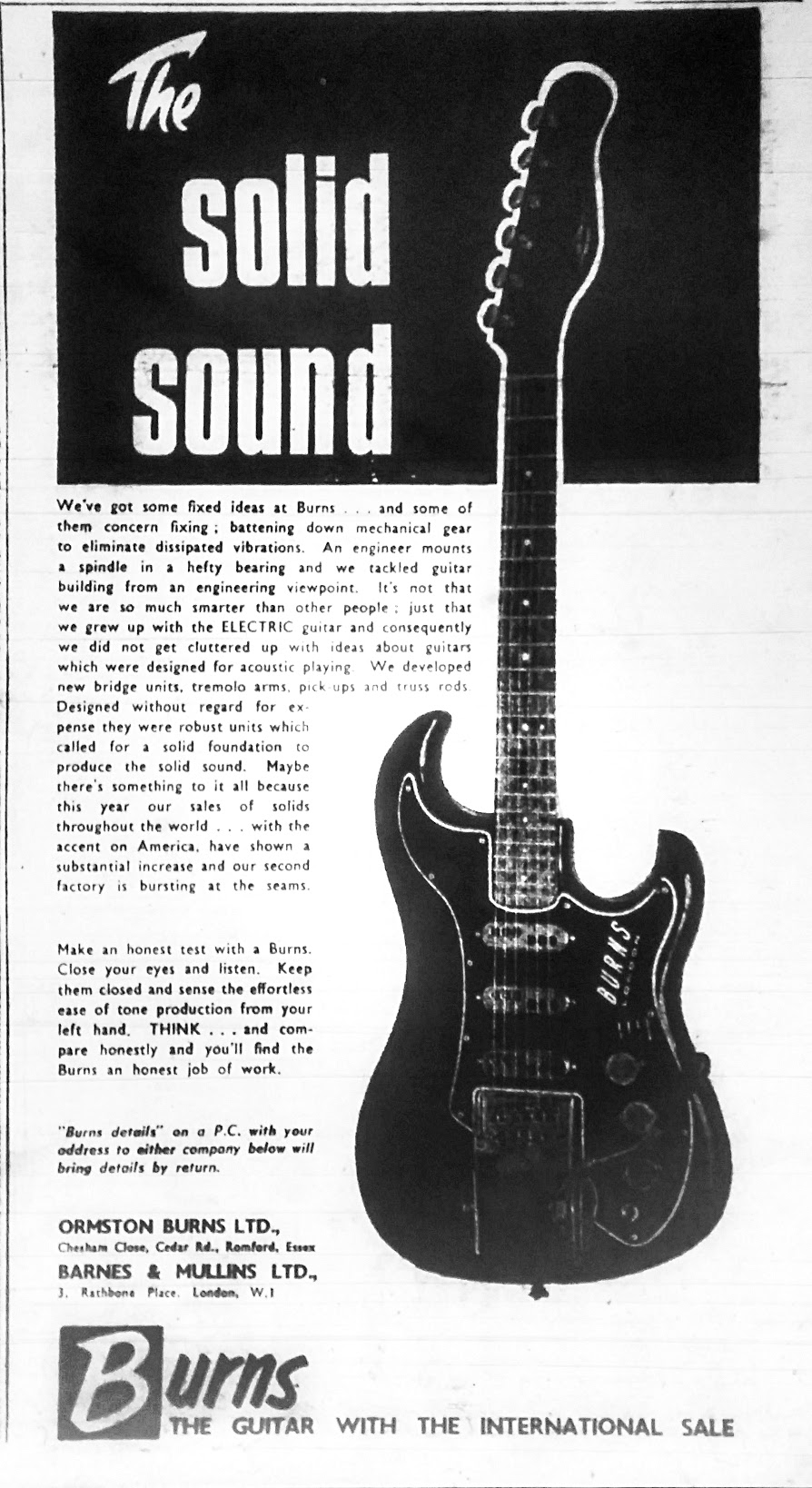 Burns Solid Sound advert